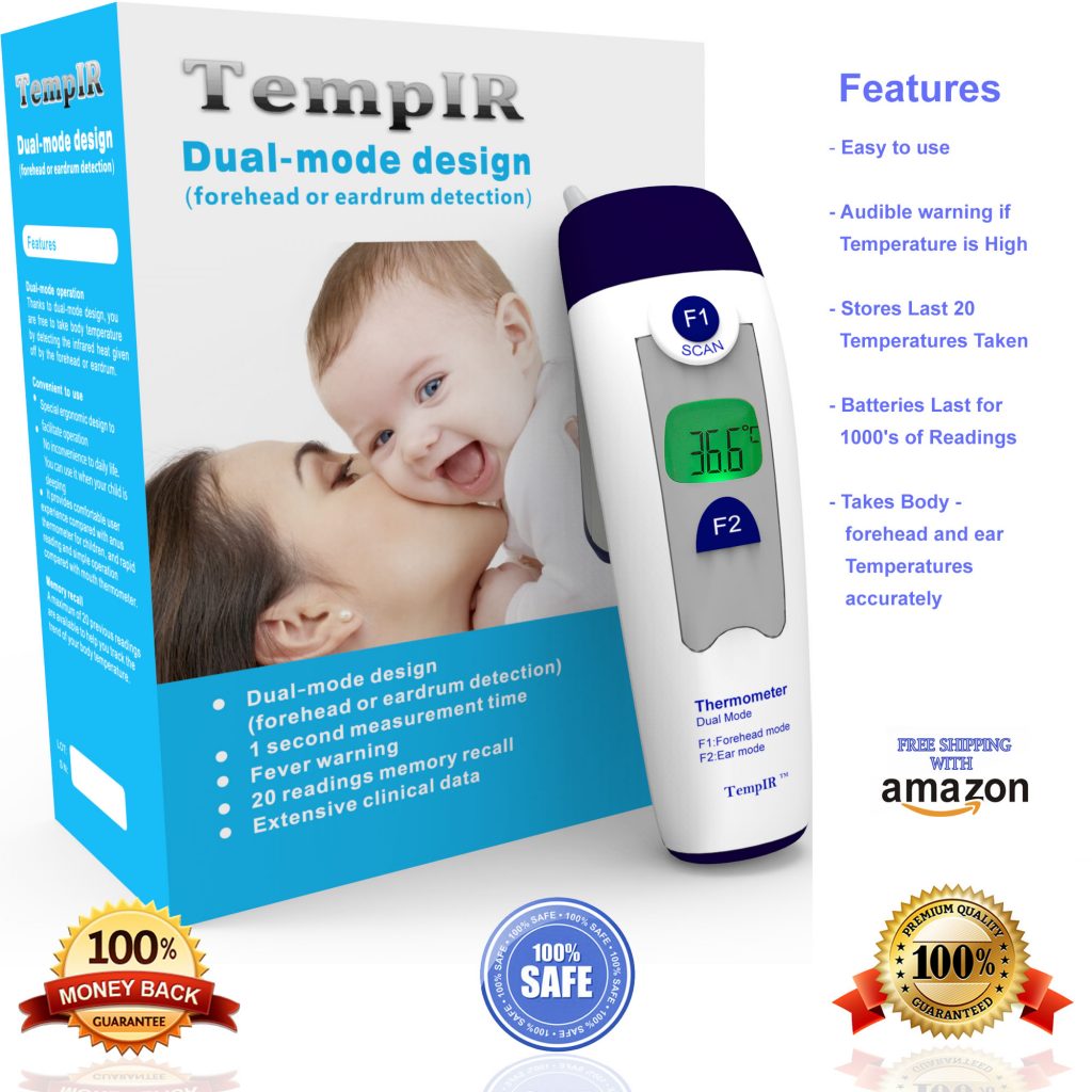 Best Baby Thermometer Dual Mode Non Contact and Ear Thermometer TempIR